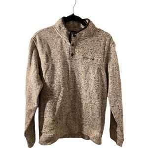 Eddie Bauer 1/4 zip pull over sweater. Size M. Gray/white/black pattern.
